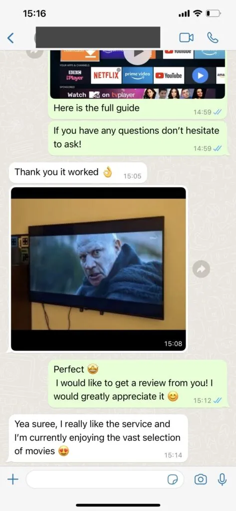 WhatsApp setup conversation screenshot 1