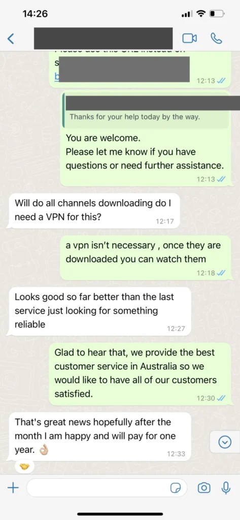 WhatsApp setup conversation screenshot 3